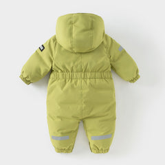 Dave&Bella Baby Girls/Boys Winter Rose/Green Windproof Hooded Down Rompers