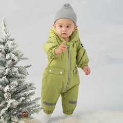 Dave&Bella Baby Girls/Boys Winter Rose/Green Windproof Hooded Down Rompers