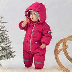 Dave&Bella Baby Girls/Boys Winter Rose/Green Windproof Hooded Down Rompers