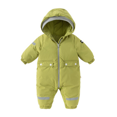 Dave&Bella Baby Girls/Boys Winter Rose/Green Windproof Hooded Down Rompers