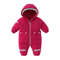 Dave&Bella Baby Girls/Boys Winter Rose/Green Windproof Hooded Down Rompers