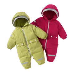 Dave&Bella Baby Girls/Boys Winter Rose/Green Windproof Hooded Down Rompers