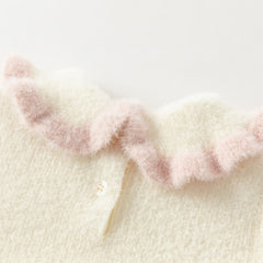 Dave&Bella Toddler Girls Winter Elegant Beige Cozy Knit Sweater Mesh Princess A-line Dress