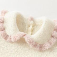 Dave&Bella Toddler Girls Winter Elegant Beige Cozy Knit Sweater Mesh Princess A-line Dress
