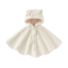 Dave&Bella Toddler Girls White Padded Windproof Hooded Capes