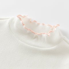 Dave&Bella Kids Girls Autumn Elegant Beige/Light Purple T-shirts Tops