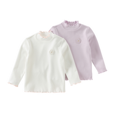 Dave&Bella Kids Girls Autumn Elegant Beige/Light Purple T-shirts Tops