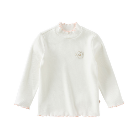 Dave&Bella Kids Girls Autumn Elegant Beige/Light Purple T-shirts Tops