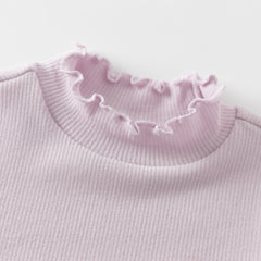 Dave&Bella Kids Girls Autumn Elegant Beige/Light Purple T-shirts Tops