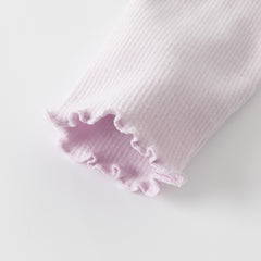 Dave&Bella Kids Girls Autumn Elegant Beige/Light Purple T-shirts Tops