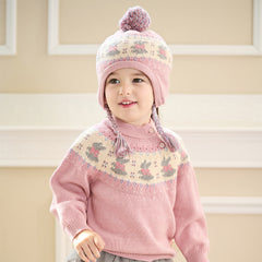 Dave&Bella Toddler Girls Sweet Pink Versatile Warm Ear-protected Hats