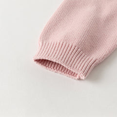 Dave&Bella Kids Girls Sweet Pink Round Collar Long-sleeved Pullover Soft Sweaters Tops