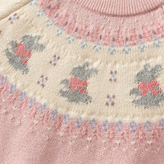 Dave&Bella Kids Girls Sweet Pink Round Collar Long-sleeved Pullover Soft Sweaters Tops