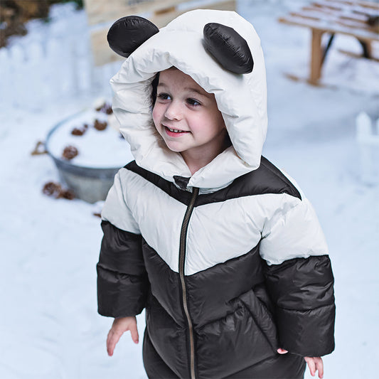 Dave&Bella Kids Boys Winter Cute Panda-shaped Outwear Hooded Mid-length Down Coats