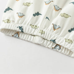 Dave&Bella Toddler Boys Winter Beige Dinosaur Print Indoor Cozy Cotton Pajamas