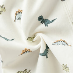 Dave&Bella Toddler Boys Winter Beige Dinosaur Print Indoor Cozy Cotton Pajamas