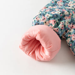 Dave&Bella Toddler Girls Winter Blue Floral Print Outwear Cozy Plush-lined Hooded Coats