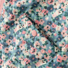 Dave&Bella Toddler Girls Winter Blue Floral Print Outwear Cozy Plush-lined Hooded Coats