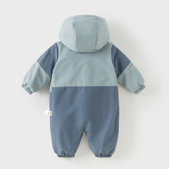 Dave&Bella Baby Girls/Boys Grey Blue/Grey Pink Long sleeve Waterproof Hooded Rompers