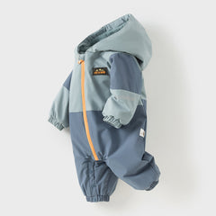 Dave&Bella Baby Girls/Boys Grey Blue/Grey Pink Long sleeve Waterproof Hooded Rompers