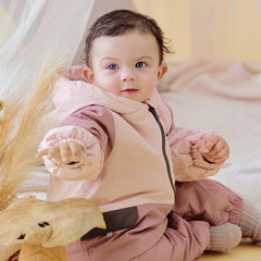 Dave&Bella Baby Girls/Boys Grey Blue/Grey Pink Long sleeve Waterproof Hooded Rompers