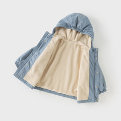 Dave&Bella Kids Boys Autumn Candy Blue Outdoor Hooded Padded Coats