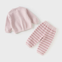 Dave&Bella Toddler Girls Winter Casual Purple Pink Soft Plush Sleepwear Pajamas