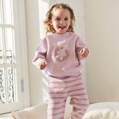 Dave&Bella Toddler Girls Winter Casual Purple Pink Soft Plush Sleepwear Pajamas