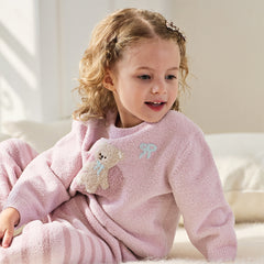 Dave&Bella Toddler Girls Winter Casual Purple Pink Soft Plush Sleepwear Pajamas