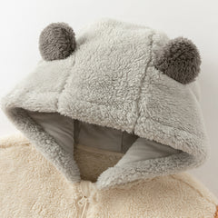 Dave&Bella Toddler Boys Winter Beige Cute Bear-style Indoor Hooded Plush Pajamas