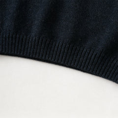 Dave&Bella Toddler Boys Navy Blue Round Collar Pullover Warm Sweaters Tops