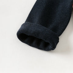 Dave&Bella Toddler Boys Navy Blue Round Collar Pullover Warm Sweaters Tops