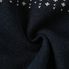 Dave&Bella Toddler Boys Navy Blue Round Collar Pullover Warm Sweaters Tops