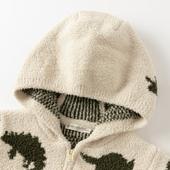 Dave&Bella Toddler Girls/Boys Playful Khaki/Purple Print Hooded Coats