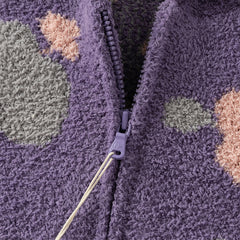 Dave&Bella Toddler Girls/Boys Playful Khaki/Purple Print Hooded Coats