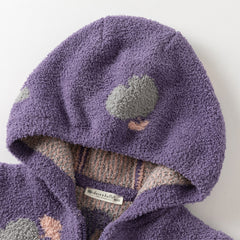 Dave&Bella Toddler Girls/Boys Winter Khaki/Purple Print Hooded Coats