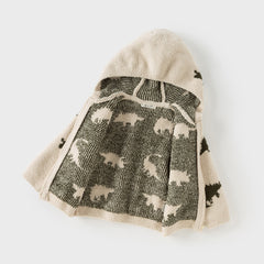 Dave&Bella Toddler Girls/Boys Winter Khaki/Purple Print Hooded Coats