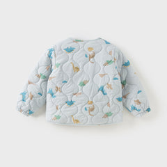 Dave&Bella Kids Boys Autumn Dinosaur Print/Blue Warm Padded Liner Jacket