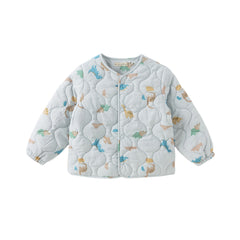Dave&Bella Kids Boys Autumn Dinosaur Print/Blue Warm Padded Liner Jacket