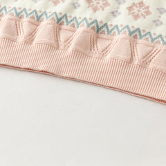 Dave&Bella Kids Girls Winter Sweet Pink Round Collar Versatile Soft Sweaters Tops