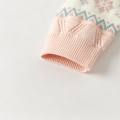 Dave&Bella Kids Girls Winter Sweet Pink Round Collar Versatile Soft Sweaters Tops