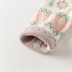 Dave&Bella Kids Girls Winter Sweet Pink Round Collar Versatile Soft Sweaters Tops