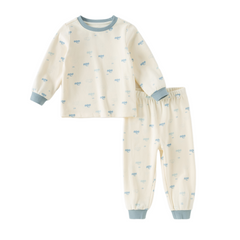 Dave&Bella Kids Boys Autumn Animal Print Cotton Warm Pajamas Set