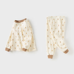 Dave&Bella Kids Boys Autumn Animal Print Cotton Warm Pajamas Set