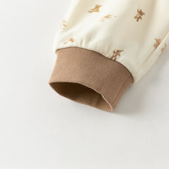 Dave&Bella Kids Boys Autumn Animal Print Cotton Warm Pajamas Set