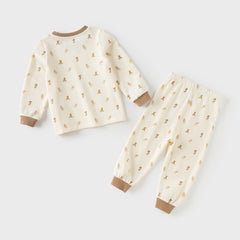 Dave&Bella Kids Boys Autumn Animal Print Cotton Warm Pajamas Set
