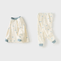 Dave&Bella Kids Boys Autumn Animal Print Cotton Warm Pajamas Set