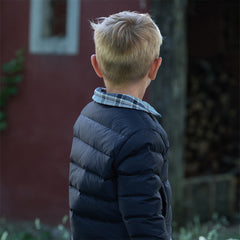 Dave&Bella Toddler Boys Winter Navy Blue Outdoor Windproof Faux Two-piece Down Jacket