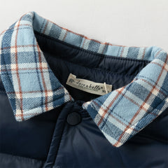 Dave&Bella Toddler Boys Winter Navy Blue Outdoor Windproof Faux Two-piece Down Jacket