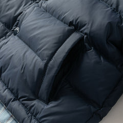 Dave&Bella Toddler Boys Winter Navy Blue Outdoor Windproof Faux Two-piece Down Jacket